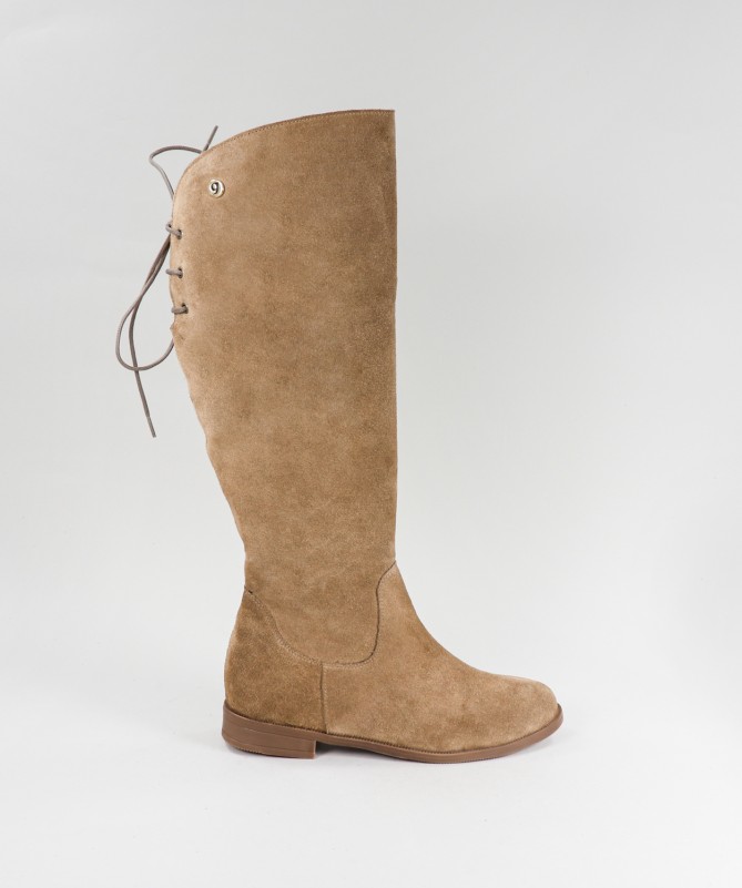 Botas Rasas Taupe com Cano Alto Ginova