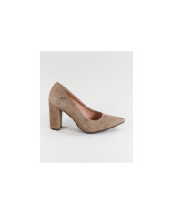Sapatos Taupe de Senhora Ginova com Tacão Quadrado