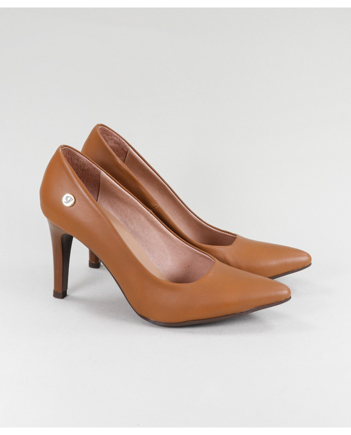 Stilettos Camel de Senhora Ginova in Pele