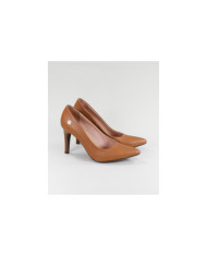 Stilettos Camel de Senhora Ginova em Pele
