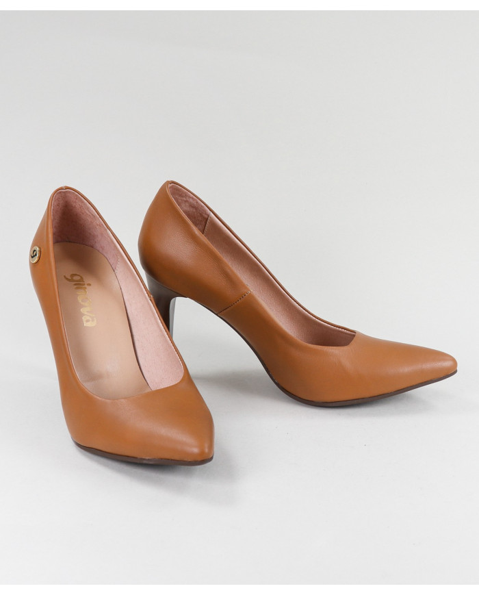 Stilettos Camel de Senhora Ginova in Pele