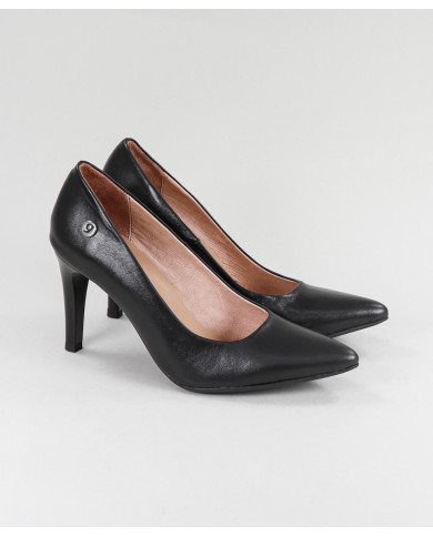 Stilettos Pretos de Senhora Ginova em Pele