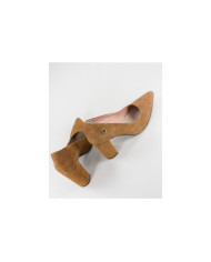 Sapatos Camel de Senhora Ginova com Tacão Quadrado