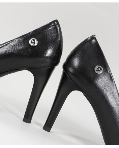 Stilettos Pretos de Senhora Ginova em Pele