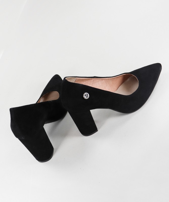 Sapatos Pretos de Senhora Ginova com Tacão Quadrado