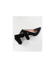 Black Lady Ginova Shoes with Square Tacon