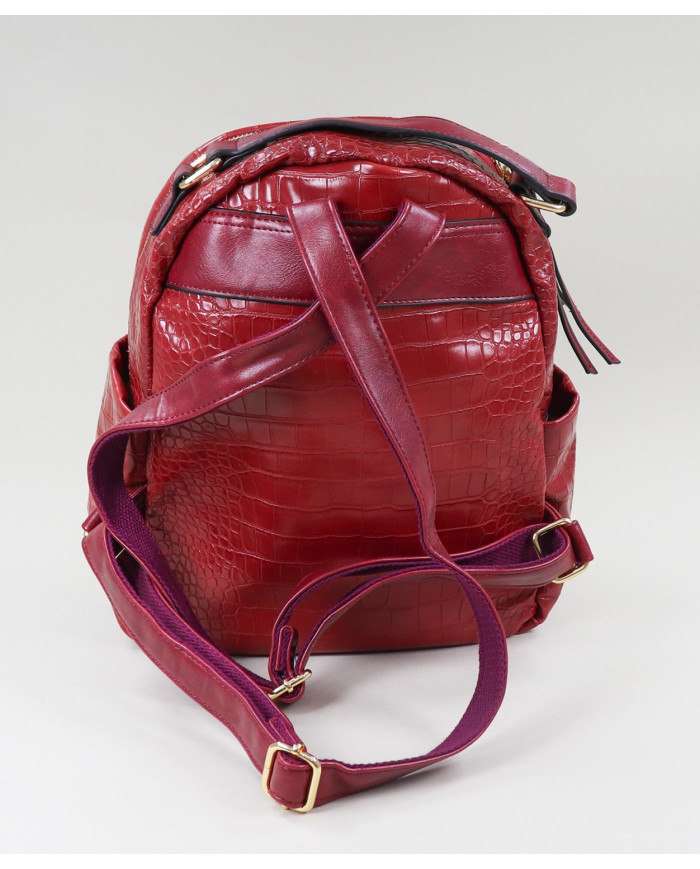 Mochila Vermelha de Senhora com Textura