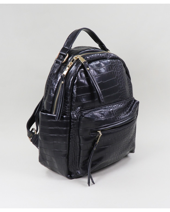 Ladies Black Backpack with Texture