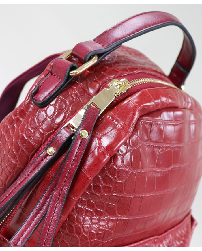 Ladies Red Backpack with Texture