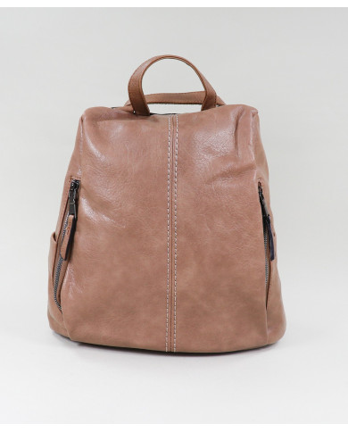 Mochila de Senhora em Taupe com Abertura Traseira