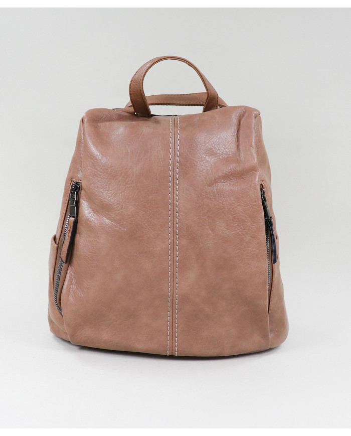 Mochila de Senhora em Taupe com Abertura Traseira