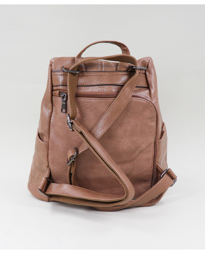 Ladies backpack in Taupe with Opening Trace