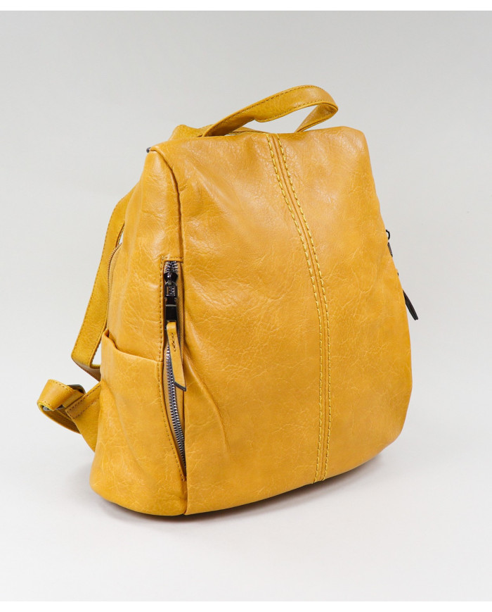 Mochila de Senhora em Amarelo com Abertura Traseira