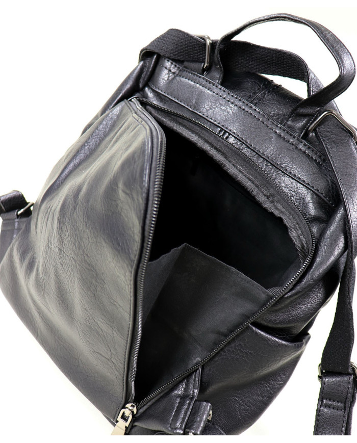 Mochila de Senhora em Preto com Abertura Traseira