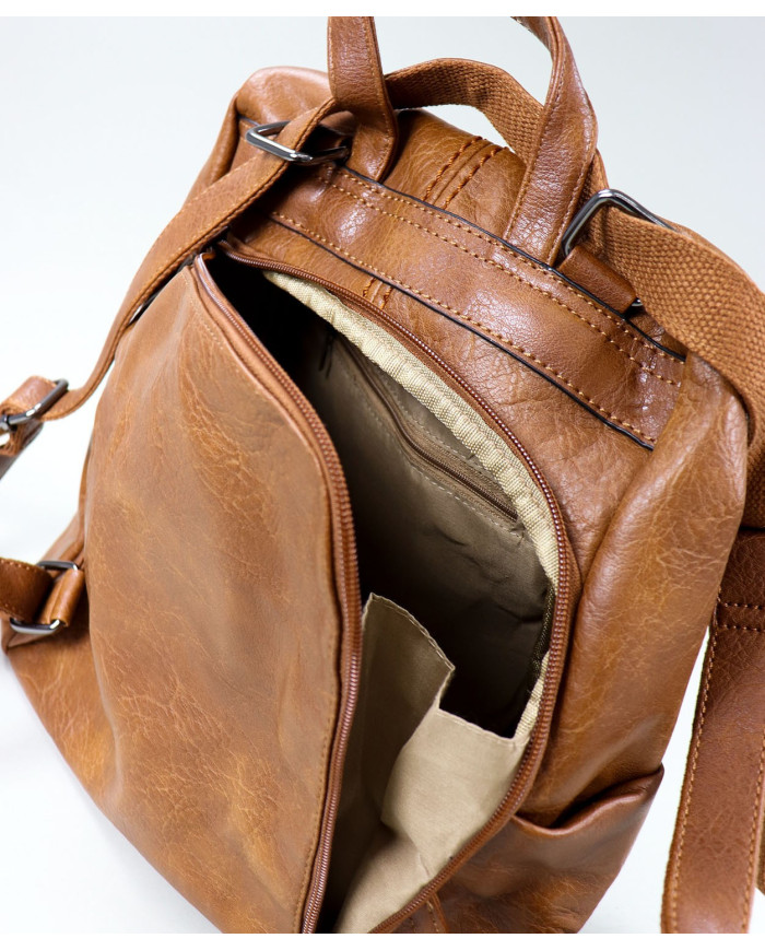 Mochila de damas en Camel con Trace de apertura