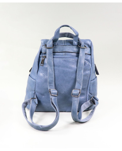 Mochila de Senhora em Azul com Abertura Traseira