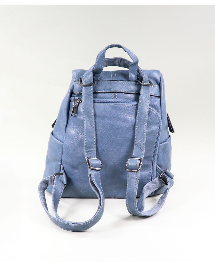 Mochila de Senhora em Azul com Abertura Traseira