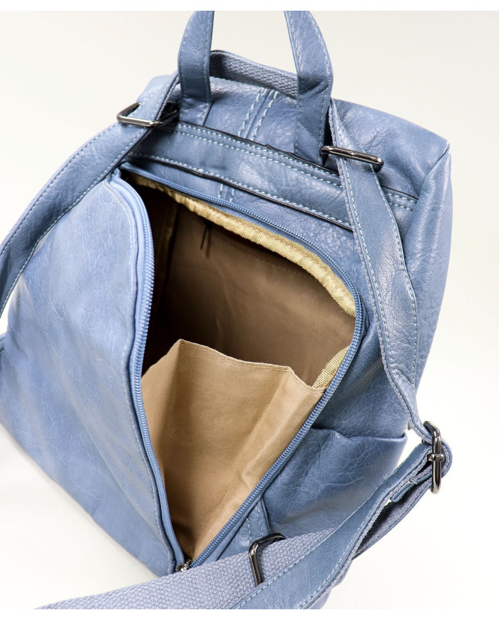 Mochila de Senhora em Azul com Abertura Traseira
