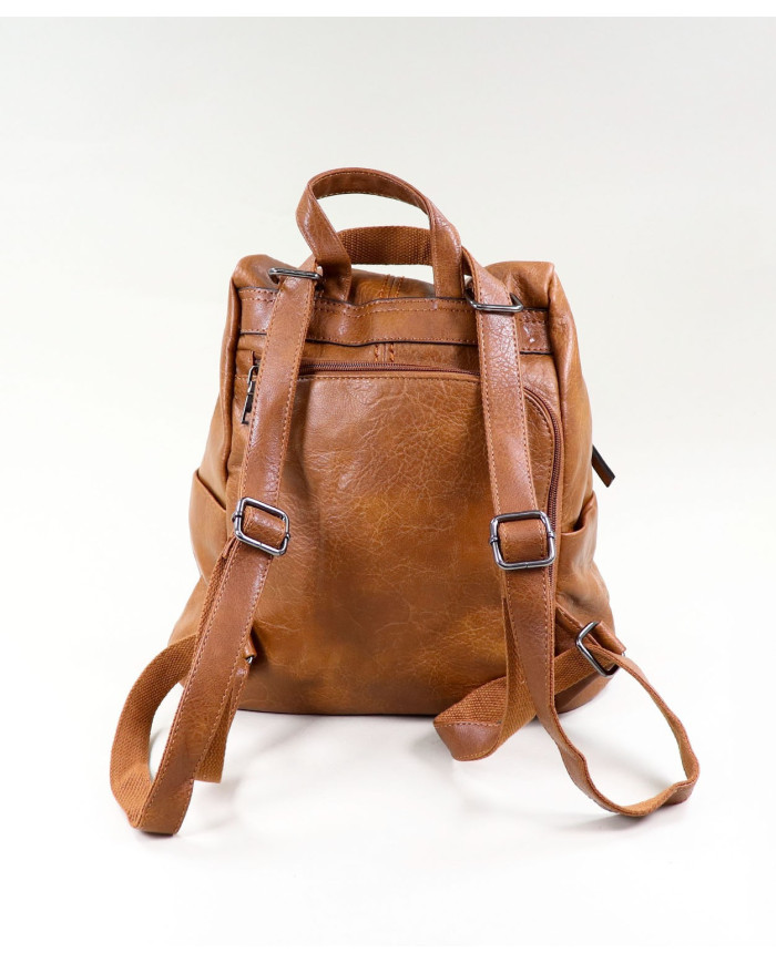 Mochila de damas en Camel con Trace de apertura
