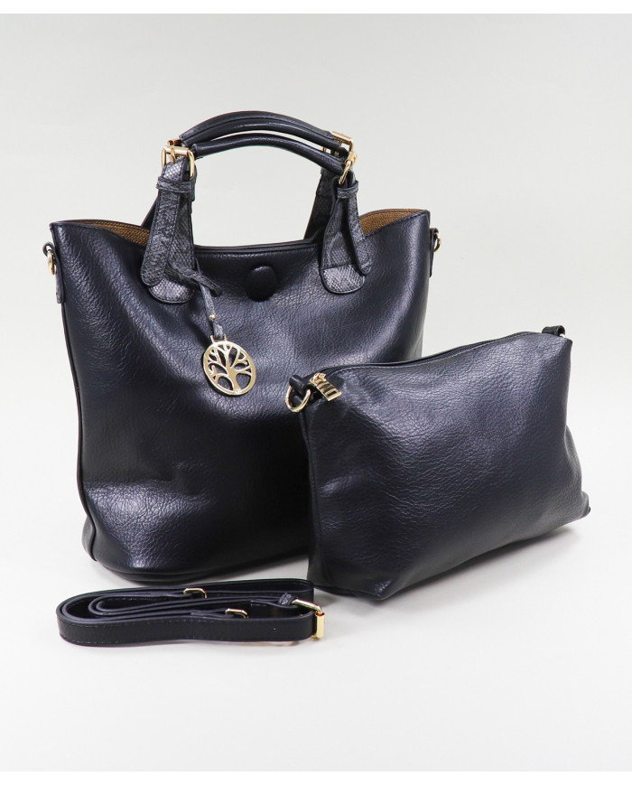 Bolsa negra de damas con bolsa interior