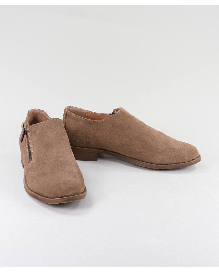 Sapatos Taupe de Senhora Ginova com Fecho na Lateral