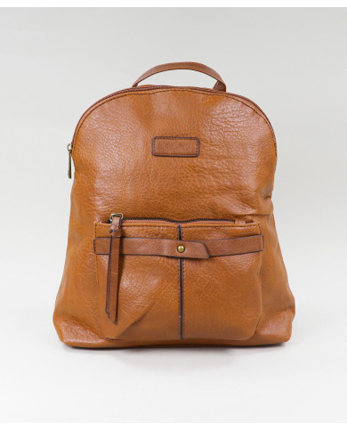 Damas Camel Mochila con bolsillo frontal