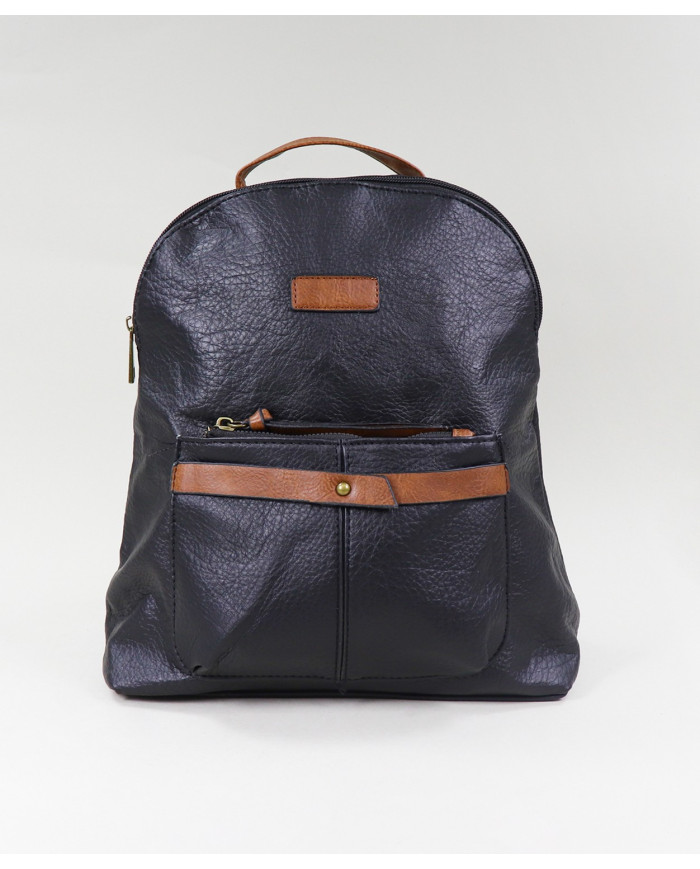 Mochila Preta de Senhora com Bolso Frontal