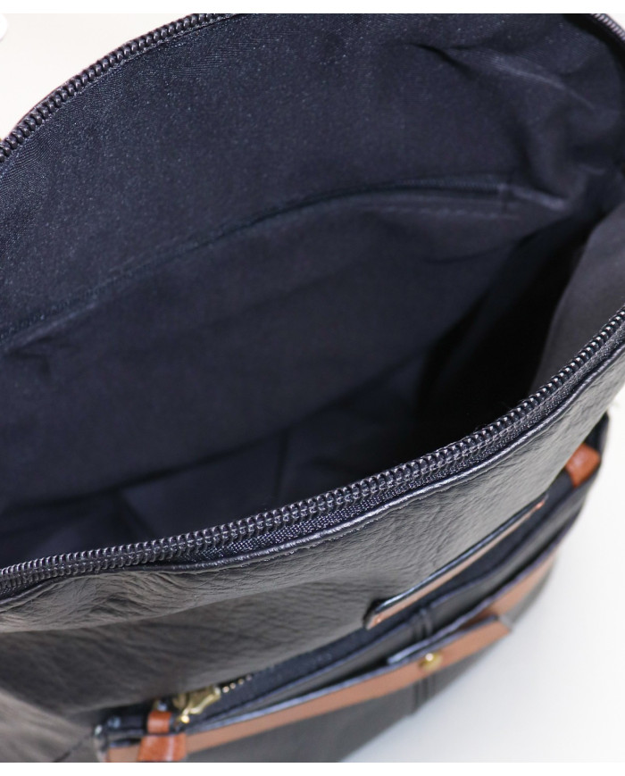 Damas Negro mochila con bolsillo frontal