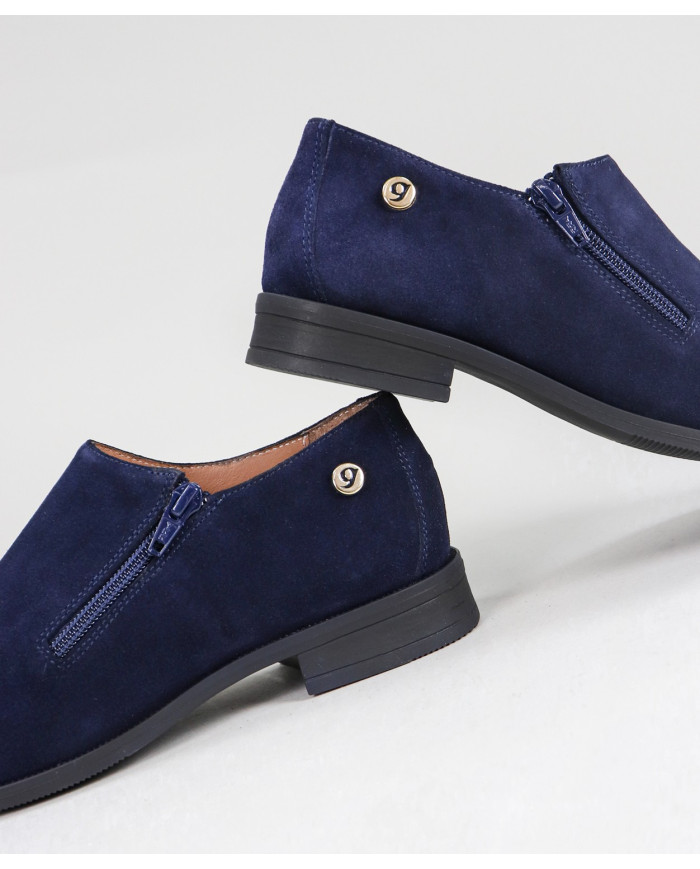 Botins Azuis de Senhora Ginova com Fecho na Lateral