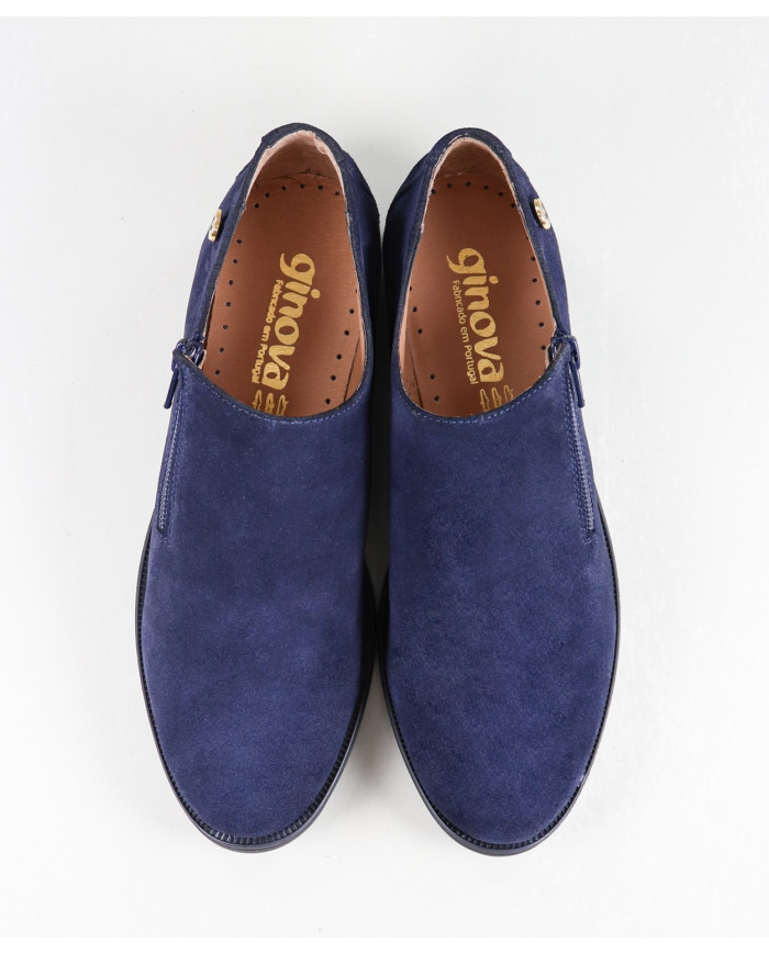 Botins Azuis de Senhora Ginova com Fecho na Lateral