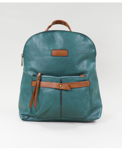 Mochila Verde de Senhora com Bolso Frontal