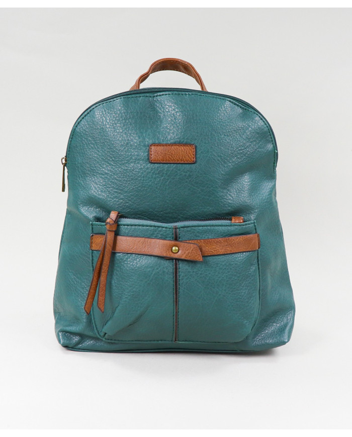 Damas Mochila verde con bolsillo frontal