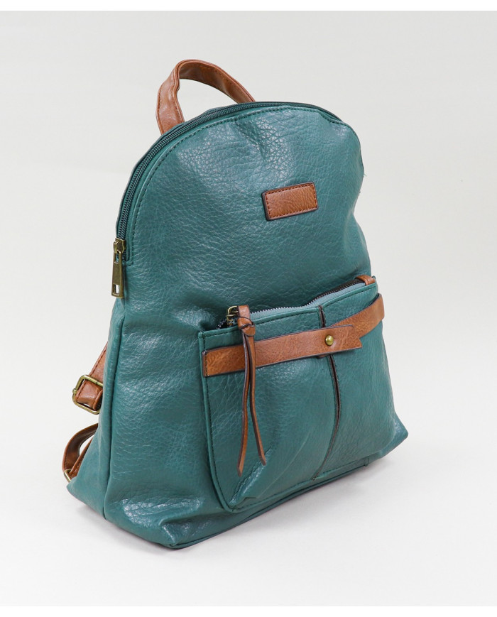 Mochila Verde de Senhora com Bolso Frontal