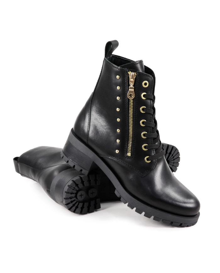 Botas Militares Pretas de Mulher Ginova com Tachas