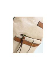 Mochila Bege de Senhora com Bolso Frontal