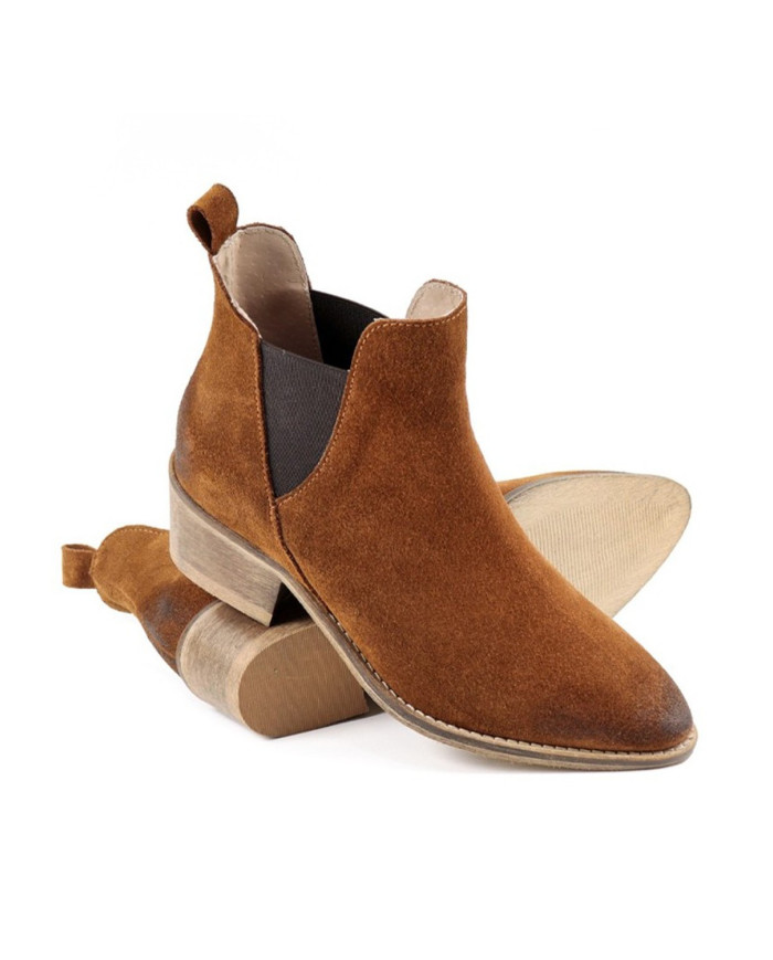 Botas de Mulher Camel de Tacão Médio com Elástico Ginova