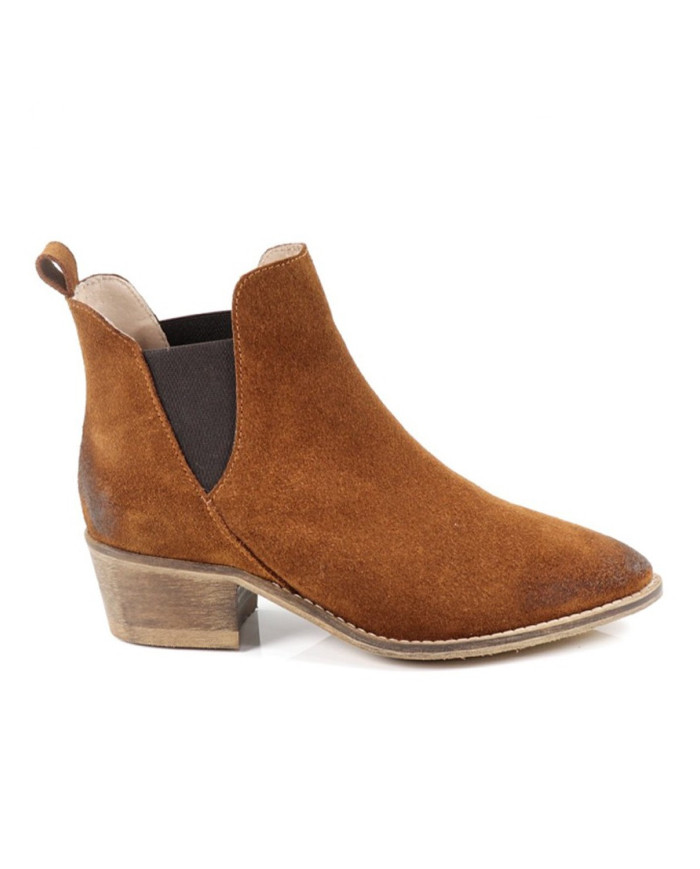 Botas de Mulher Camel de Tacão Médio com Elástico Ginova