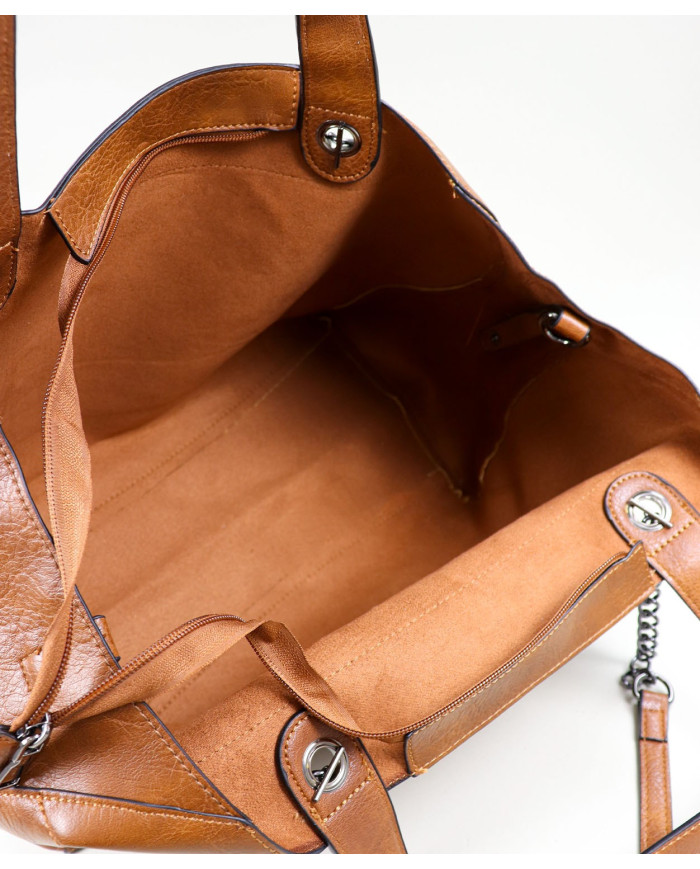 Mala Shopper Camel de Senhora com Bolsa Interior