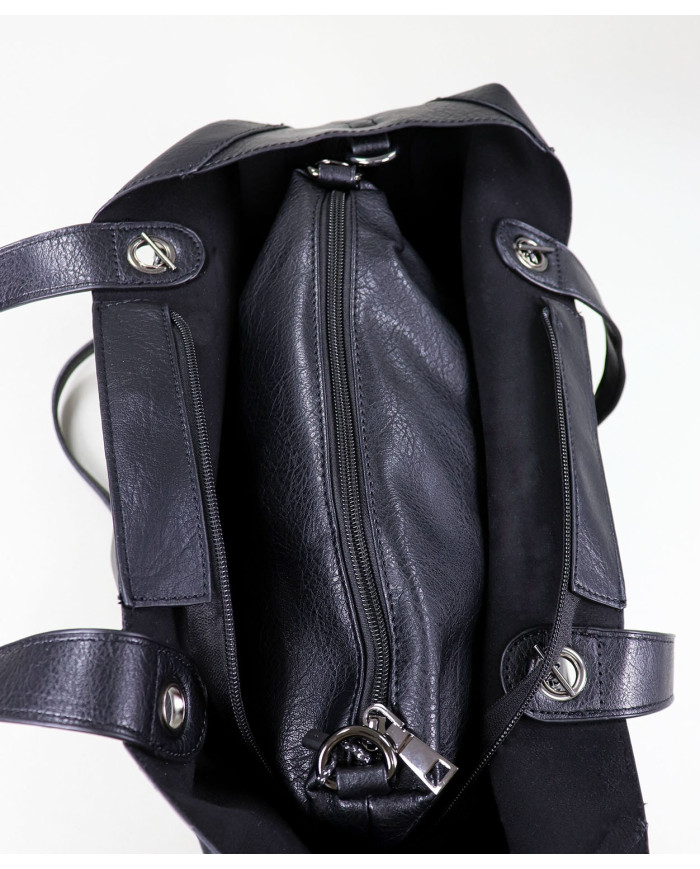 Ladies' Black Shopper Bag with Interior Bag