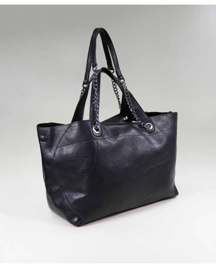 Ladies' Black Shopper Bag with Interior Bag