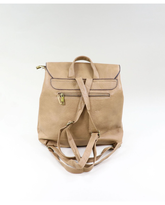Mochila Taupe de Senhora com Pormenor Metálico