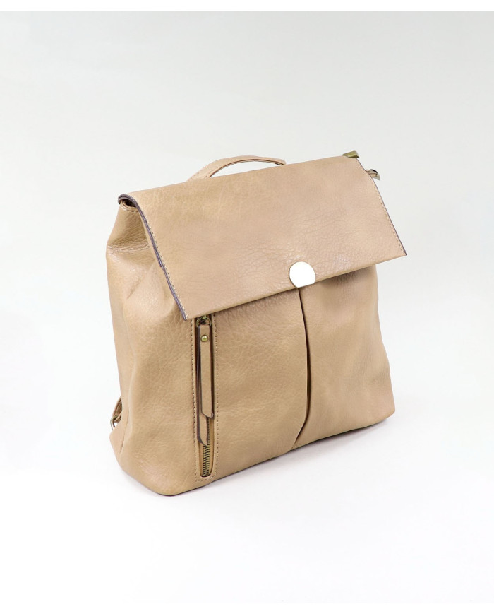 Damas Taupe mochila con pormenor metálico