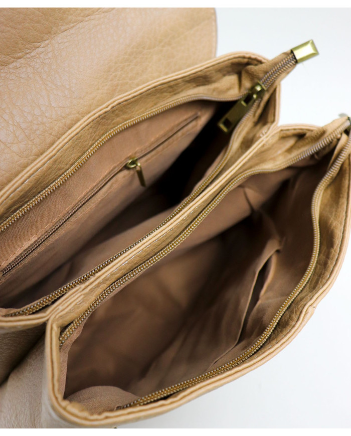 Ladies Taupe backpack with Metallic Pormenor