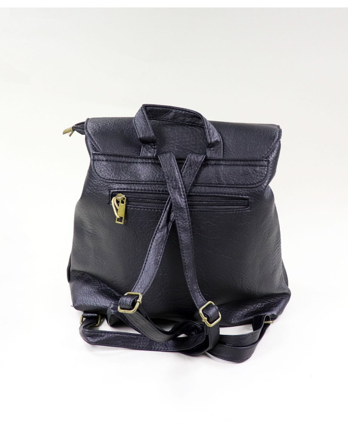 Mochila Preto de Senhora com Pormenor Metálico