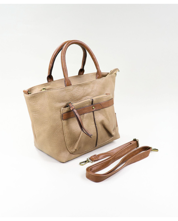 Mala Taupe de Senhora com Bolso Frontal