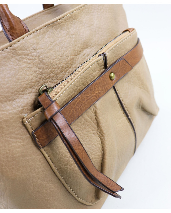 Chicas Taupe Bolsa con bolsillo frontal
