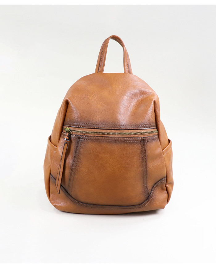 Damas Camel mochila con la apertura principal