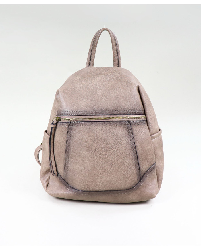 Damas Taupe mochila con apertura principal