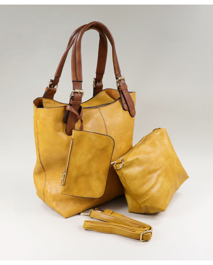 Mala Amarela de Senhora com Bolsa