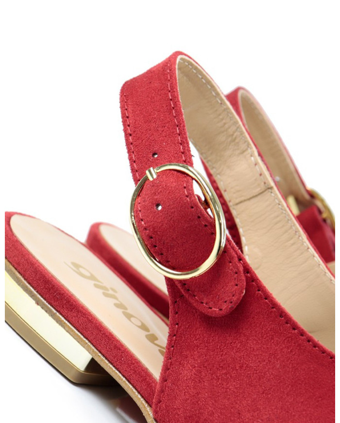 Red Rase Woman Mules with Traseira Strip